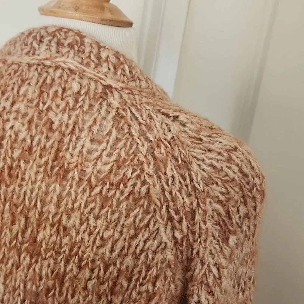 Vintage Handmade Wool Mohair Blend Sweater Pumpkin Spice Color,  M - Picture 6 of 8